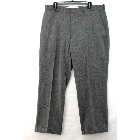 Vintage Ralph Lauren Pants Men Size 38x28 Gray Flannel 67% Wool 32% Nylon